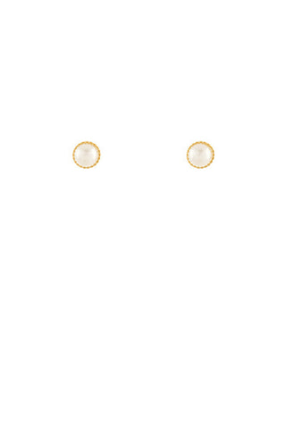 Round Pearl Stud Earrings