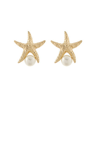 Textured Starfish & Pearl Earrings