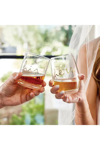 His/Hers Stemless Wine Glasses