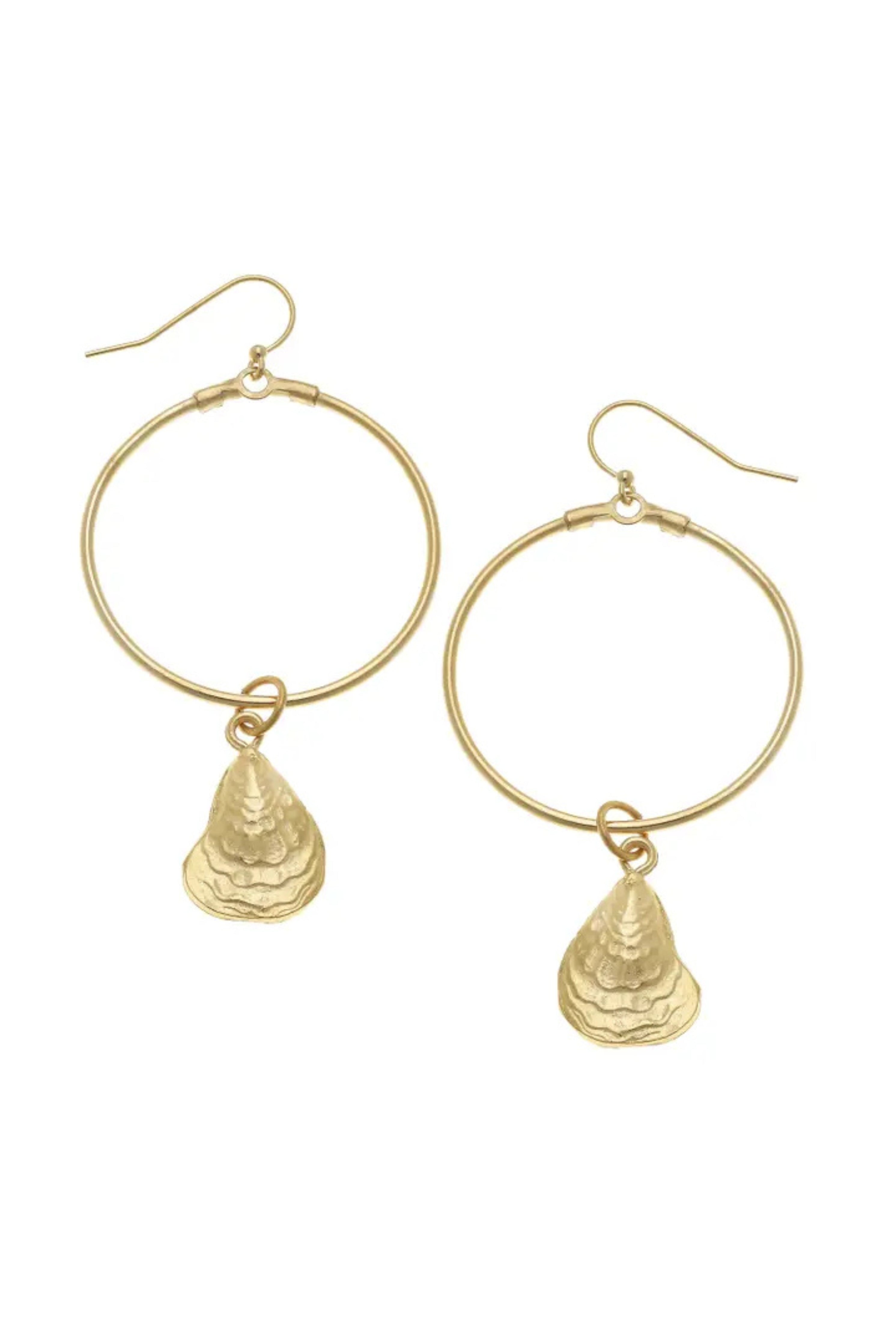 Susan Shaw | 24k Gold | Oyster Shell Earrings