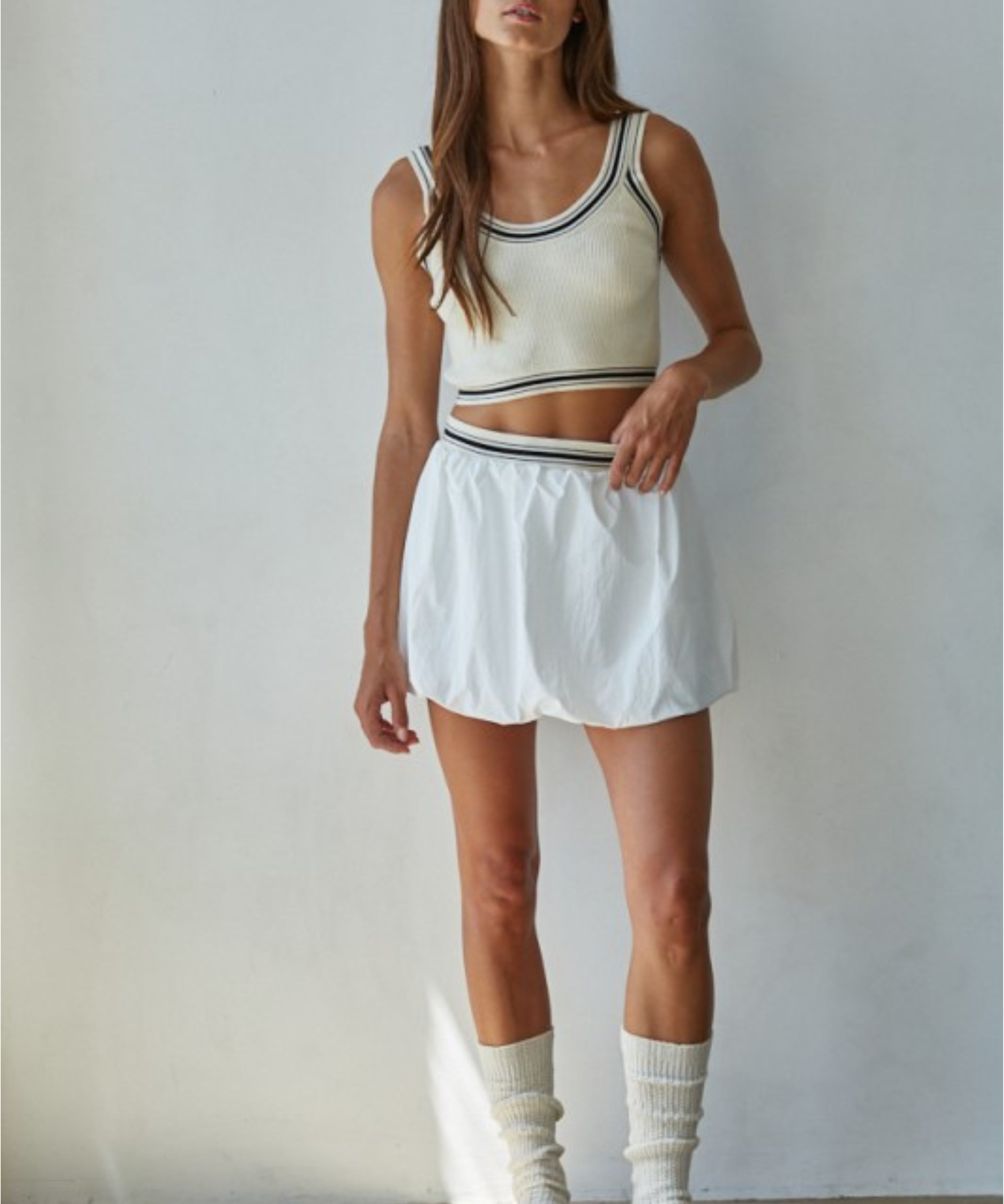 Stripe Waist Bubble Skirt