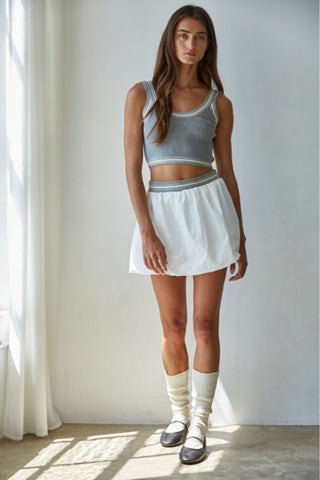 Stripe Waist Bubble Skirt