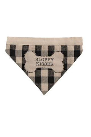 Black and white checkered bandana with 'Sloppy Kisser' text on a white background