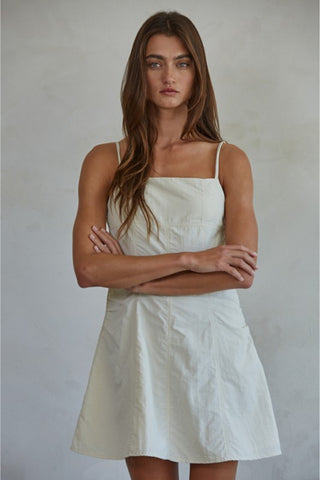 Seamed Square Neck Mini Dress