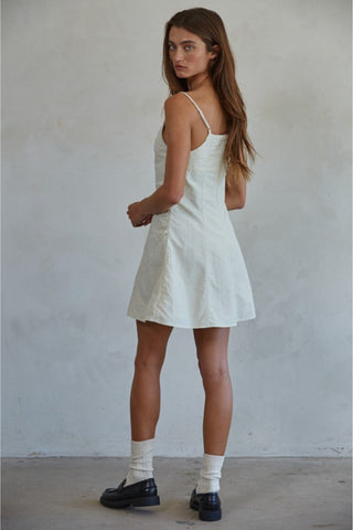 Seamed Square Neck Mini Dress