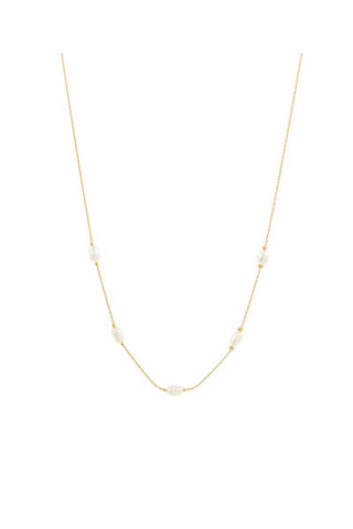 Rice Pearl Station Necklace