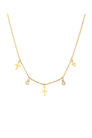 Cross & CZ Charm Necklace