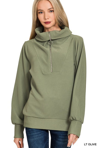 Quarter Zip Mock Neck Pullover