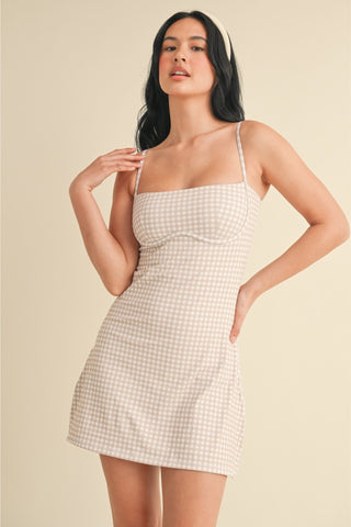 Gingham Print Sweetheart Dress