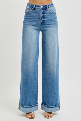 High Rise Wide Cuff Jeans