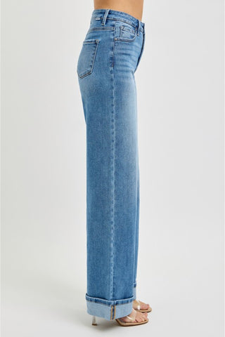 High Rise Wide Cuff Jeans