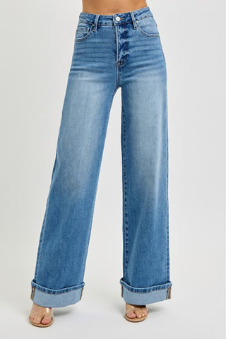 High Rise Wide Cuff Jeans