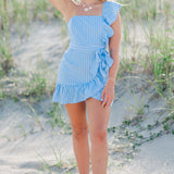One Shoulder Wrap Mini Dress