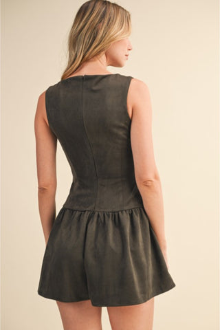 Suede Button Down Romper