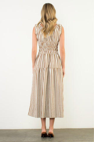 Smocked Waist Striped Dress
