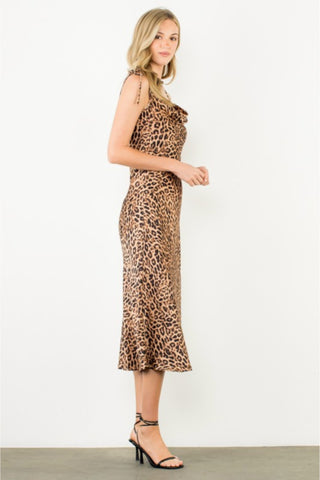 Cheetah Cowl Neck Slip Dress