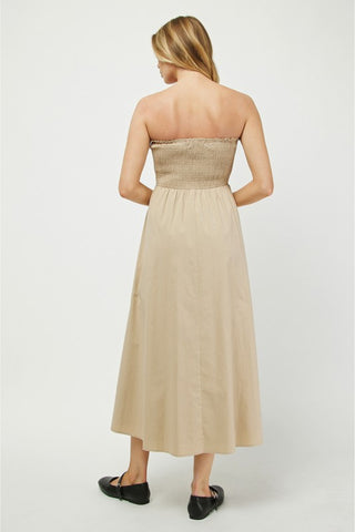 Ruched Bodice Cotton Maxi Dress