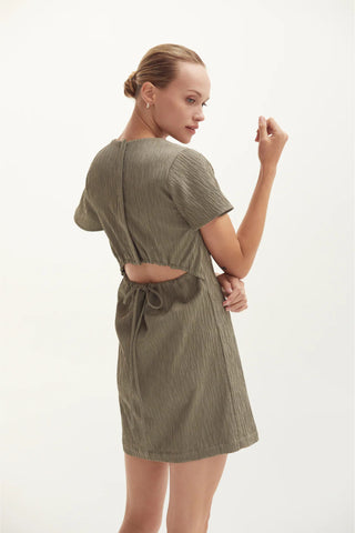 Open Back Textured Mini Dress