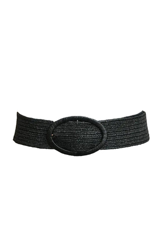 Raffia Oval Buckle Belt