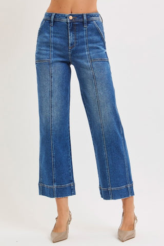 High Rise Front Seam Detailed Jeans