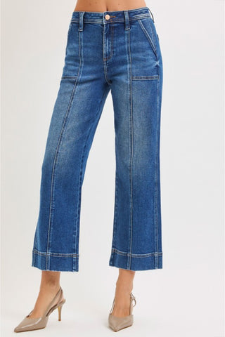High Rise Front Seam Detailed Jeans