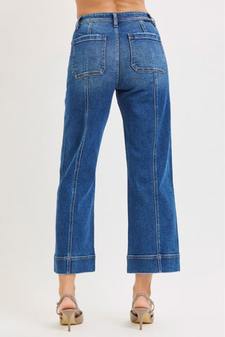 High Rise Front Seam Detailed Jeans