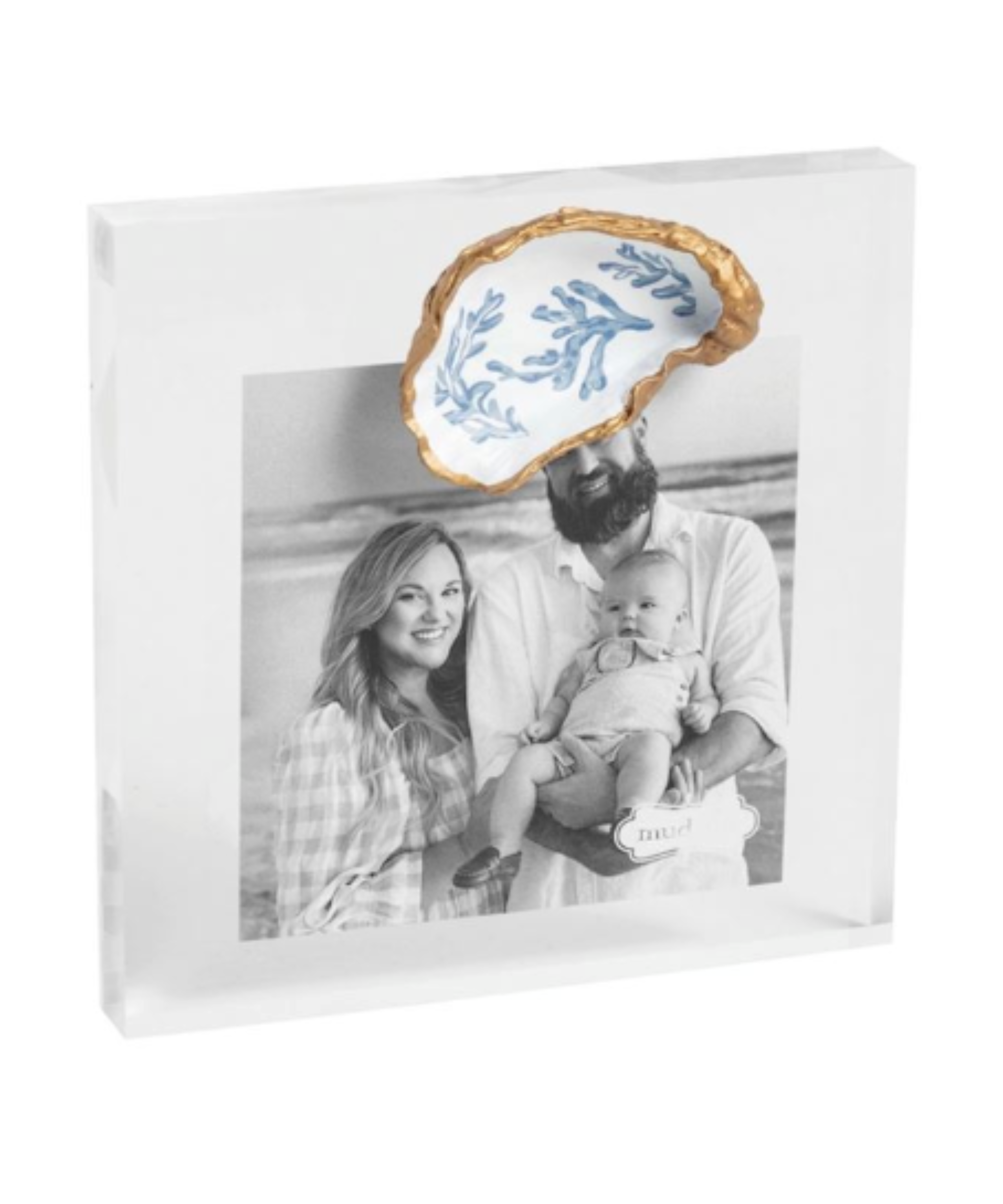 Acrylic Gold Shell Frame with Coral Design