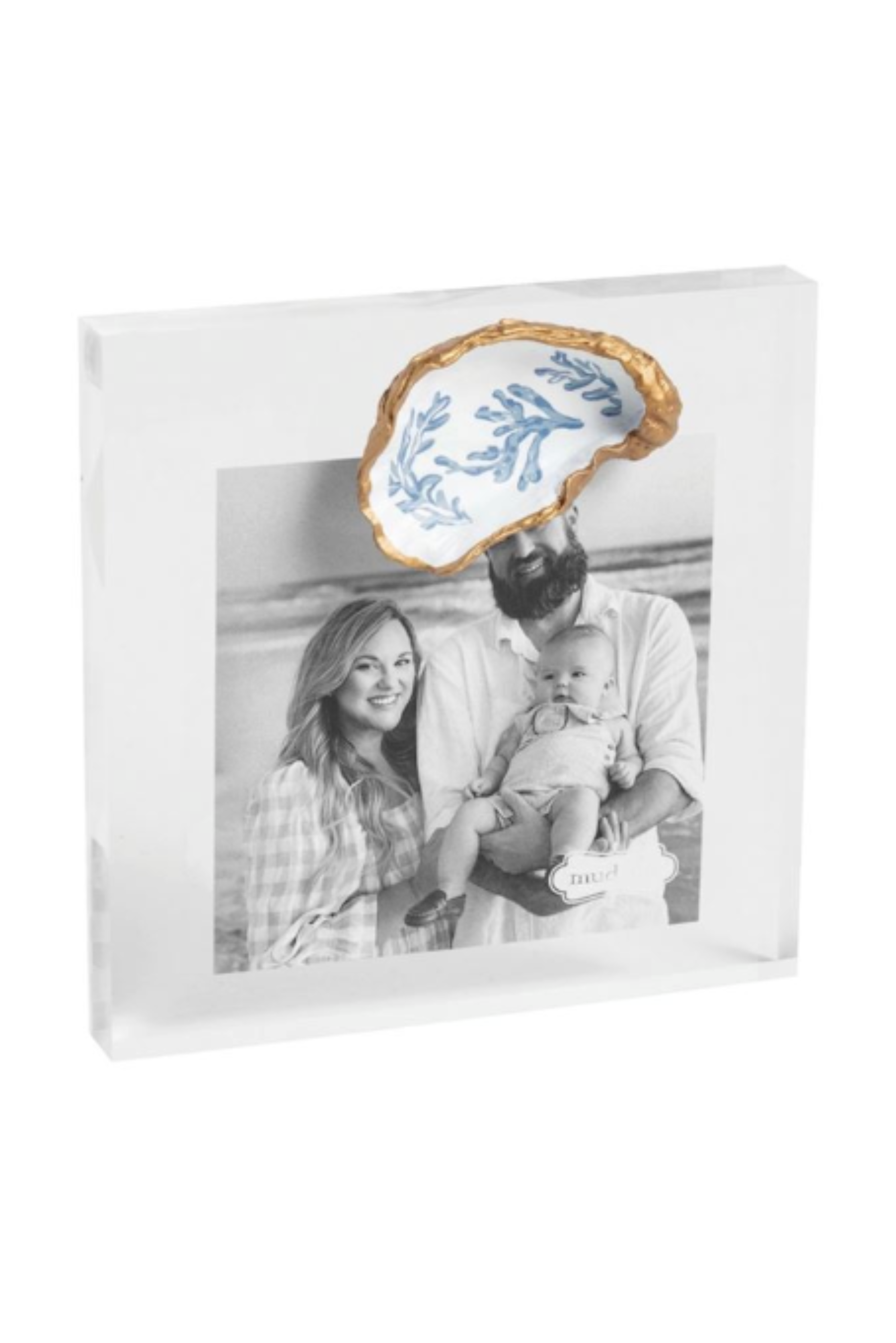 Acrylic Gold Shell Frame with Coral Design