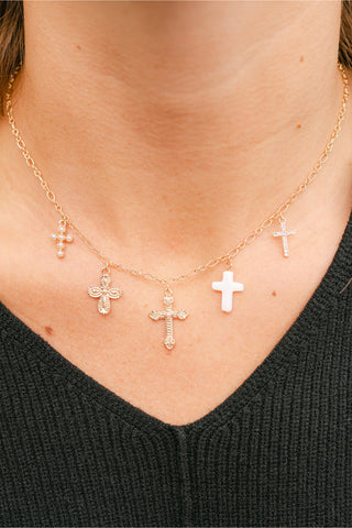 Cross Multi Charm Necklace