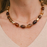 Marble Ball & Metal Bead Necklace – Layered Mixed Material Statement Necklace (detail view 2)