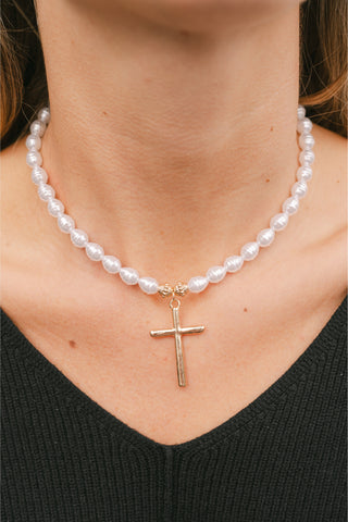 Cross Pendant Beaded Necklace
