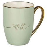 Be Still and Know Green & Gold Ceramic Coffee Mug - Christian Gift for Women