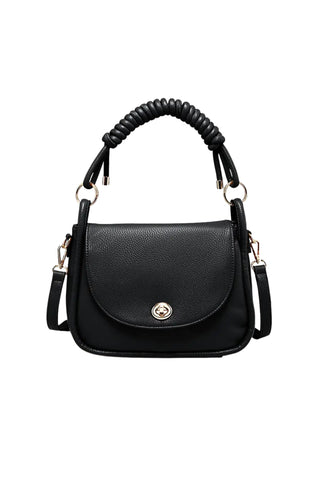 Classic Faux Leather Crossbody Bag with Coiled Shoulder Strap