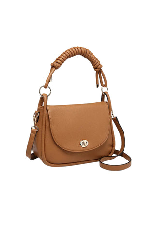 Classic Faux Leather Crossbody Bag with Coiled Shoulder Strap