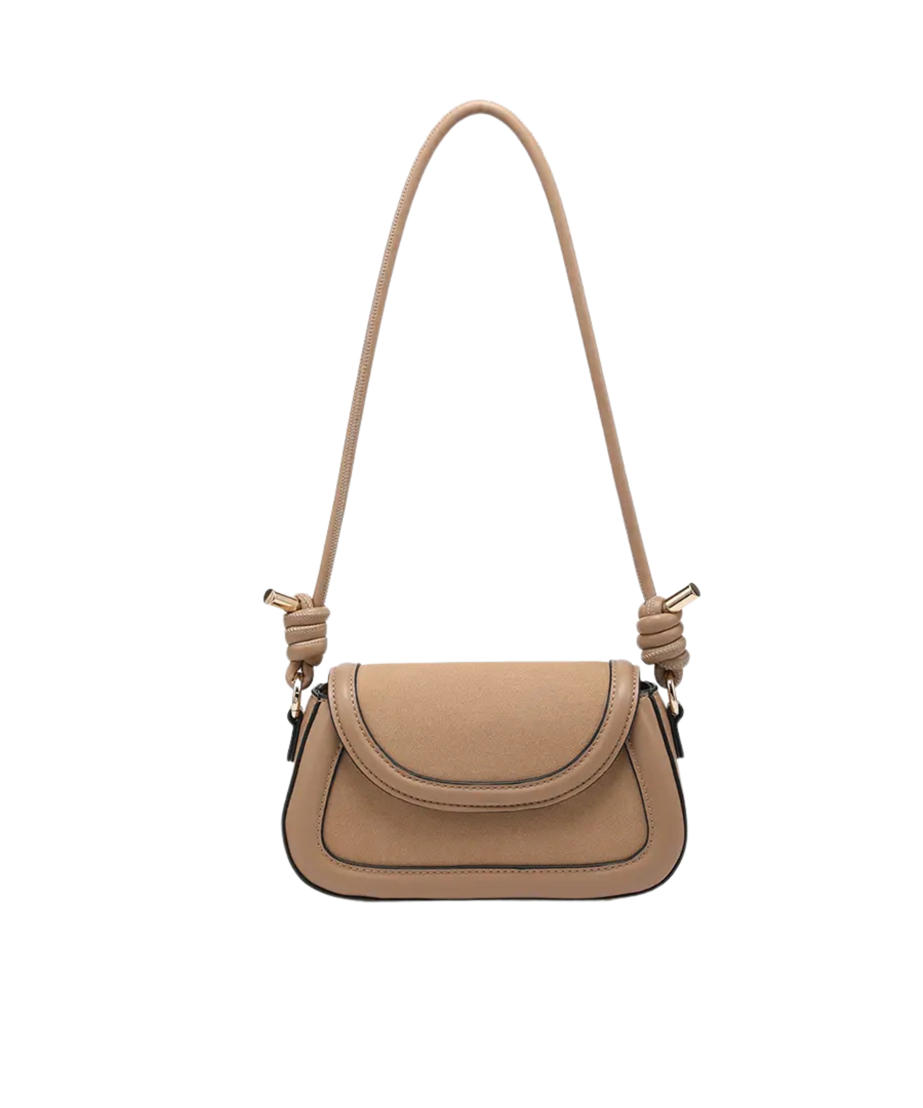 Faux Suede Foldover Crossbody Bag with Coil Detail