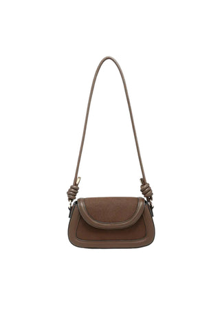 Faux Suede Foldover Crossbody Bag with Coil Detail