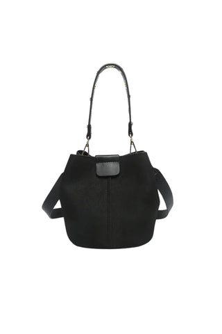 Faux Suede Bucket Bag w/ Top Handle & Inner Bag