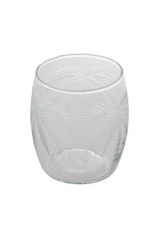 Etched Palm Tree Drinking Glass