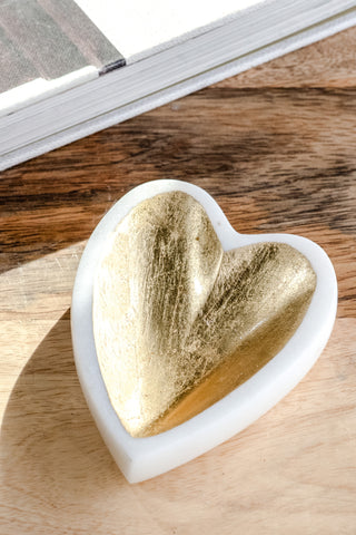 Gold Foil Marble Heart Tray
