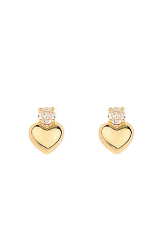 Rhinestone & Heart Stud Earrings