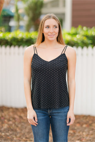 Mesh Double Strap Polka Dot Cami Top