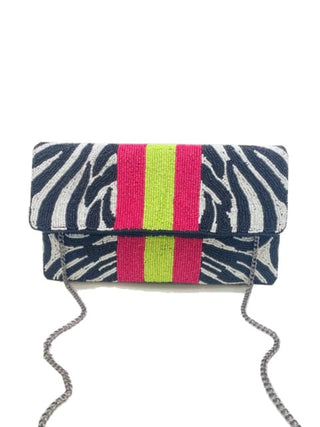 Zebra Stripe Beaded Clutch