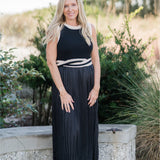 Sleeveless Mixed Media Pleated Midi Dress (detail view 5)