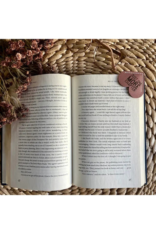 "Just One More Chapter" Leather Heart Bookmark Ear