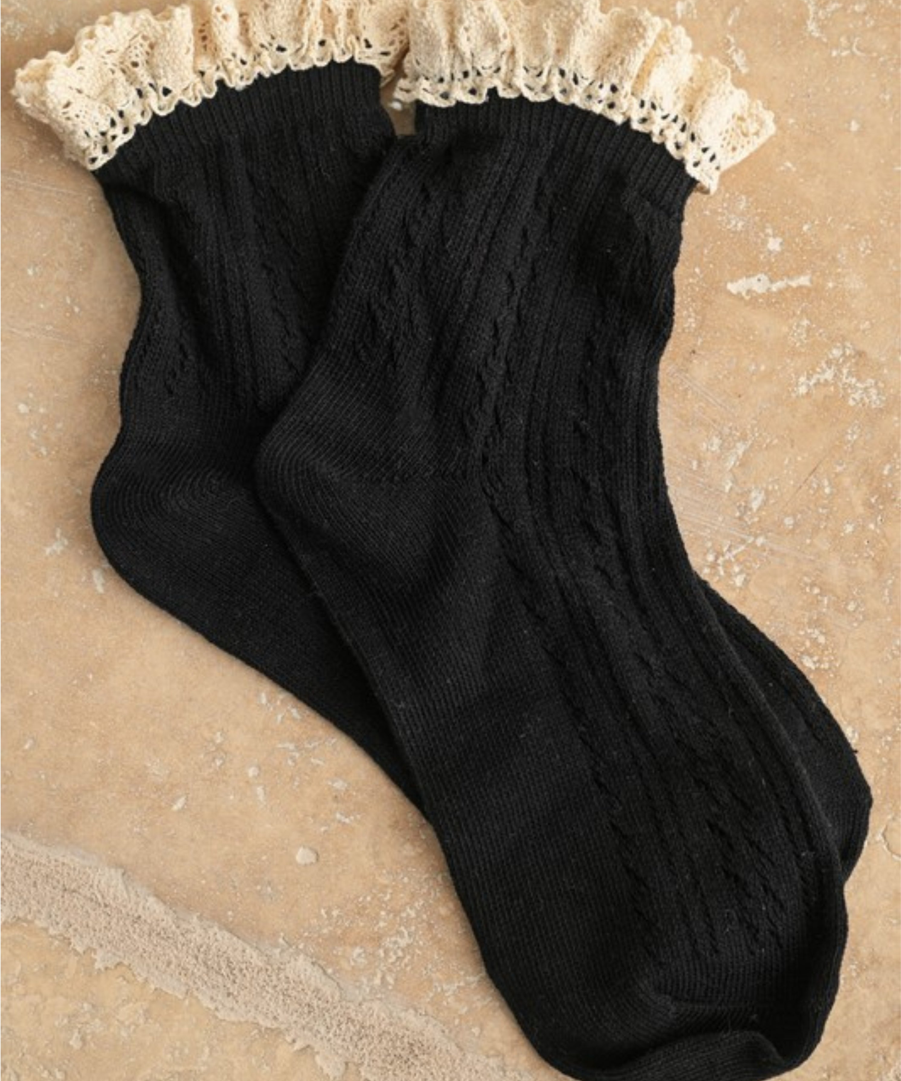 Pointelle With Crochet Trim Socks