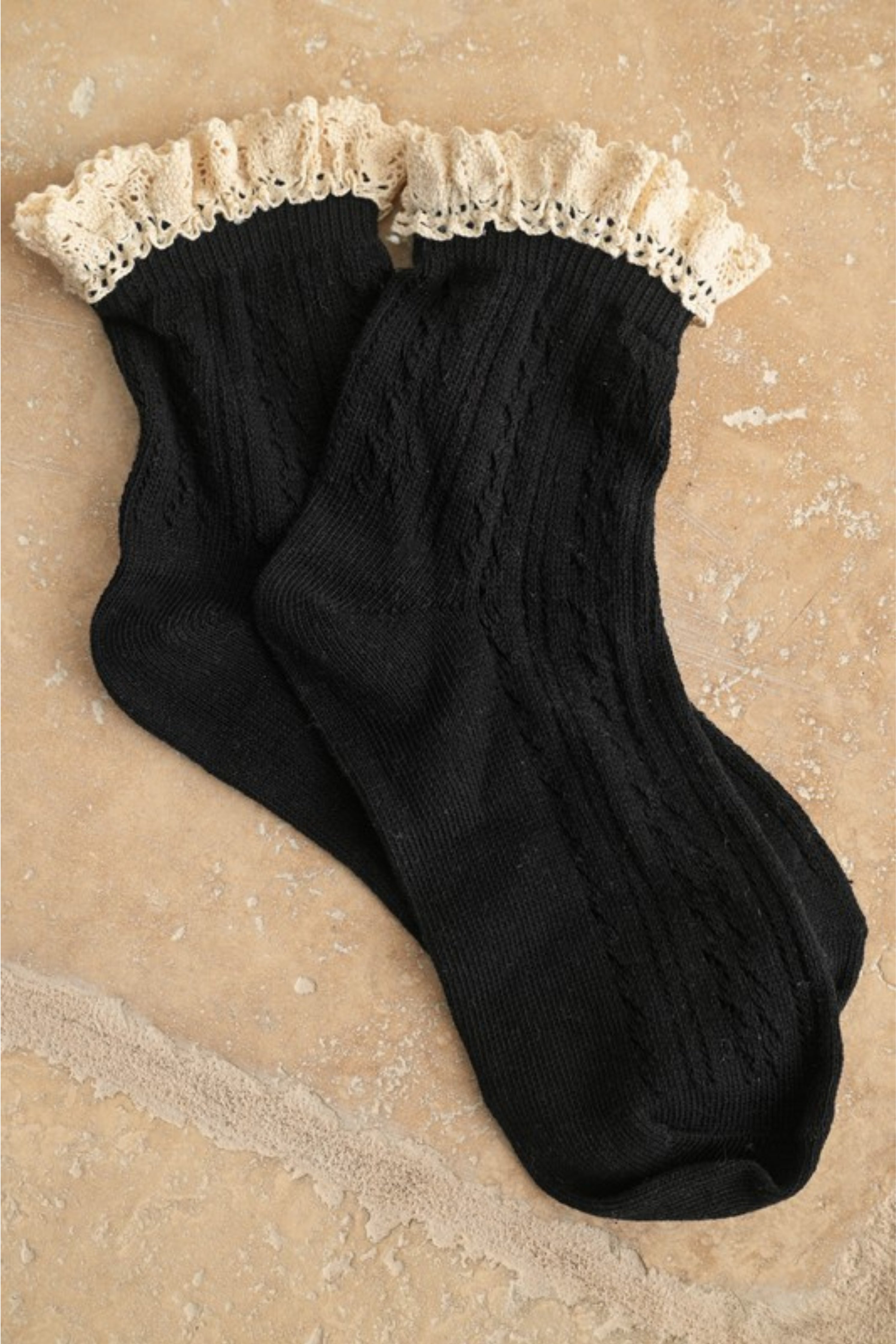 Pointelle With Crochet Trim Socks