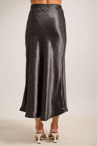 Rhinestone Satin Maxi Skirt