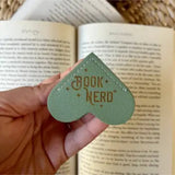 "Book Nerd" Leather Heart Bookmark Ear