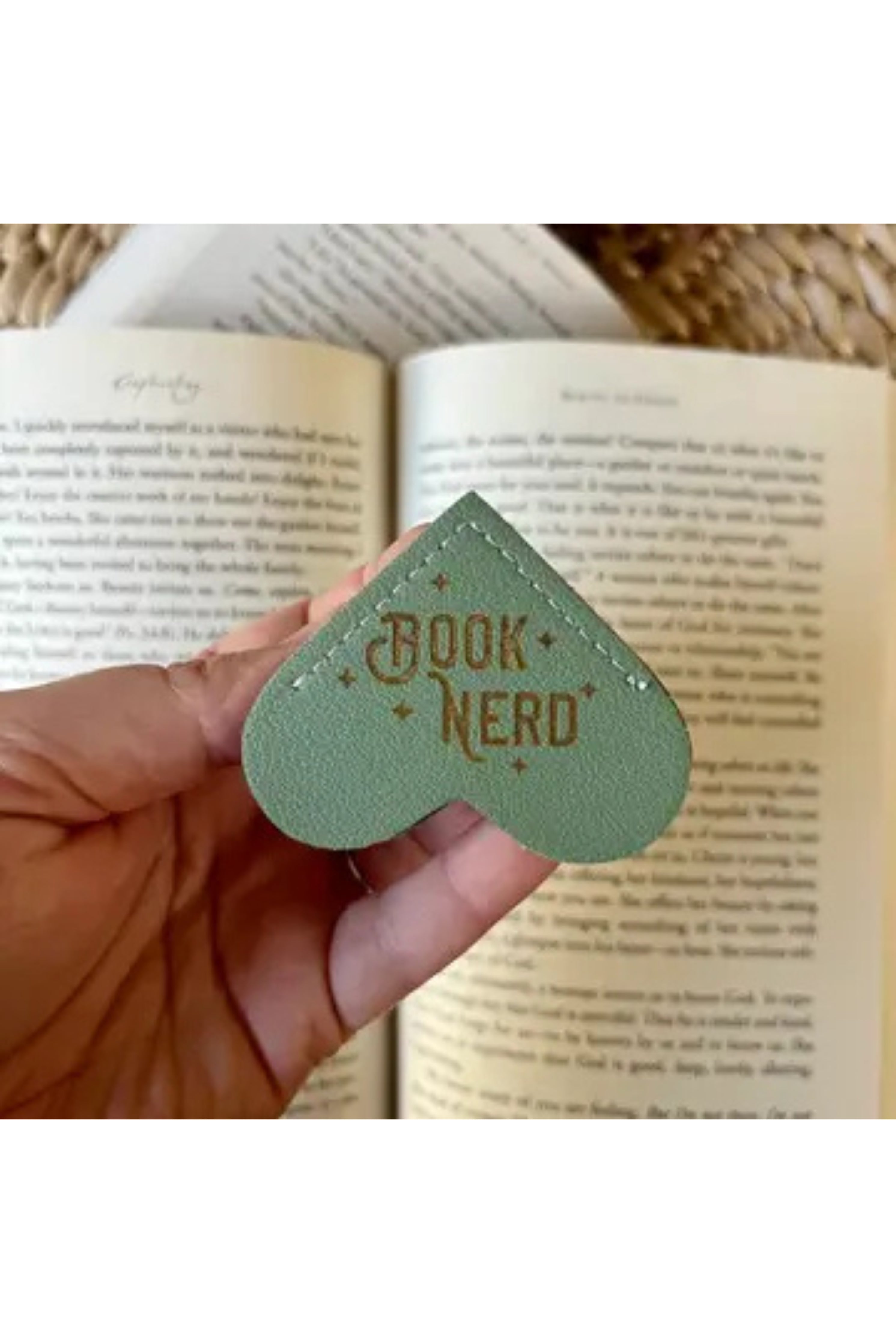 "Book Nerd" Leather Heart Bookmark Ear