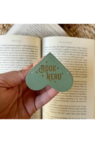 "Book Nerd" Leather Heart Bookmark Ear